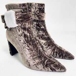 Badgley Mischka Adrian Brown Velvet Block Heel Booties Size 7.5